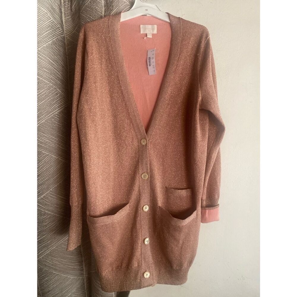 J. Crew Collection Long Cardigan Double Knit Lurex Pink Size Small NWT - Picture 6 of 16